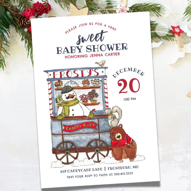 Invitación Sweet Snowman Forest Baby Shower de diciembre (Subido por el creador)
