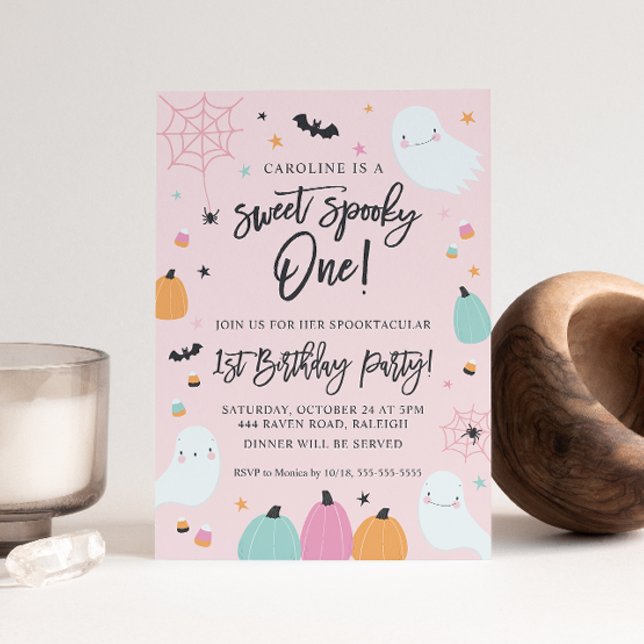 Invitación Sweet Spooky One First Birthday Party Invitation (Sweet Spooky One 1st Birthday Invitation)