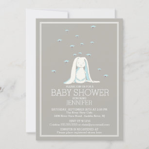 Invitación Sweet Spring Blue Boys Bunny Baby Shower