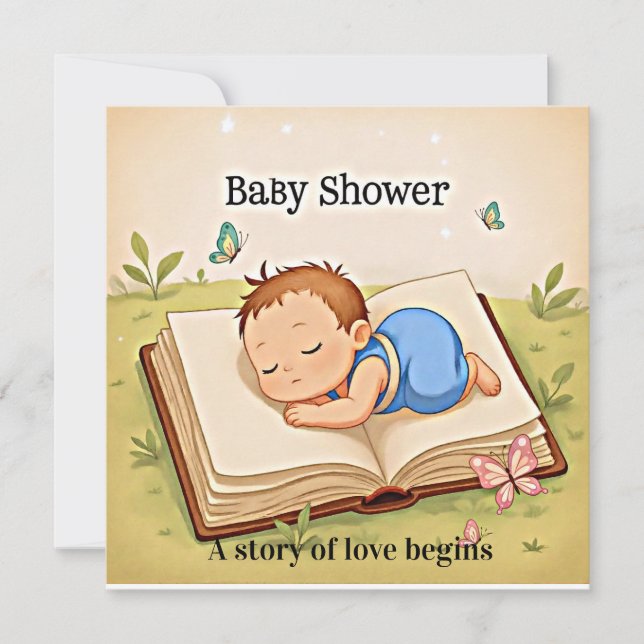 Invitación Sweet Story Baby Shower Invitation – Cozy Sleeping (Anverso)