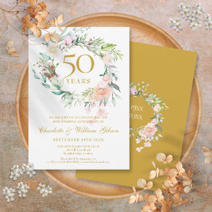 Invitación Sweet Summer Roses Garland 50th Anniversary