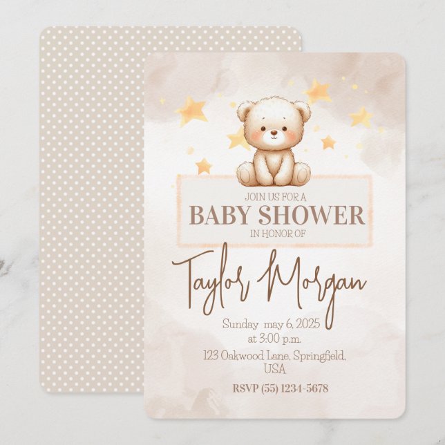 Invitación Sweet Teddy Bear Baby Shower (Anverso / Reverso)