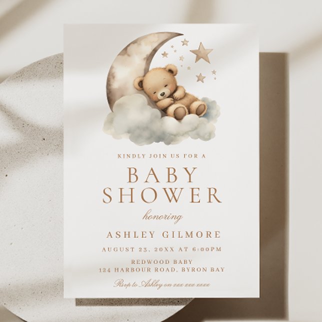 Invitación Sweet Teddy Bear Beige Neutral Baby Shower (Subido por el creador)