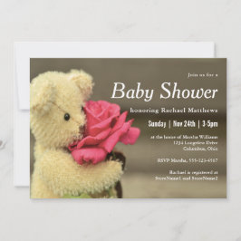 Invitación Sweet Teddy Bear Con Baby Shower Rosa