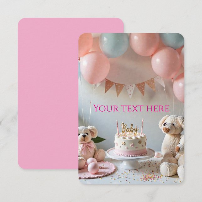 Invitación Sweet Teddy Bears Balloons Birthday or Baby Shower (Anverso / Reverso)