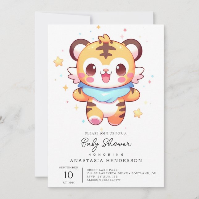 Invitación Sweet Tiger Baby Shower (Anverso)
