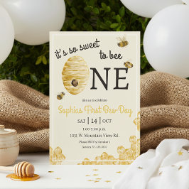 Invitación Sweet To Bee One Cute Beehive First Birthday
