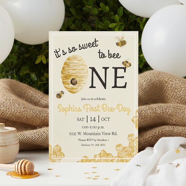 Invitación Sweet To Bee One Cute Beehive First Birthday  (Subido por el creador)