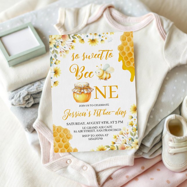Invitación Sweet to Bee One First Birthday Invite (Subido por el creador)