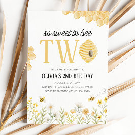 Invitación Sweet to Bee Two Bee 2nd Birthday Invitation