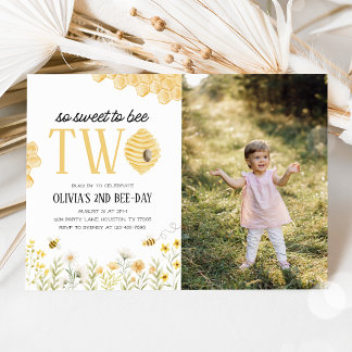 Invitación Sweet to Bee Two Bee 2nd Birthday Photo