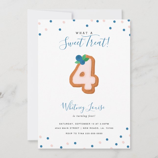 Invitación Sweet Tret Cuarto Cumpleaños (Anverso)