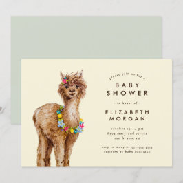 Invitación Sweet Watercolor Alpaca Baby Shower
