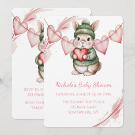 Invitación Sweet Watercolor Bunny Baby Shower 