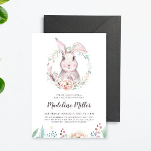 Invitación Sweet Watercolor Bunny Baby Shower
