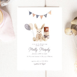 Invitación Sweet Watercolor Bunny Baby Toy Baby Shower