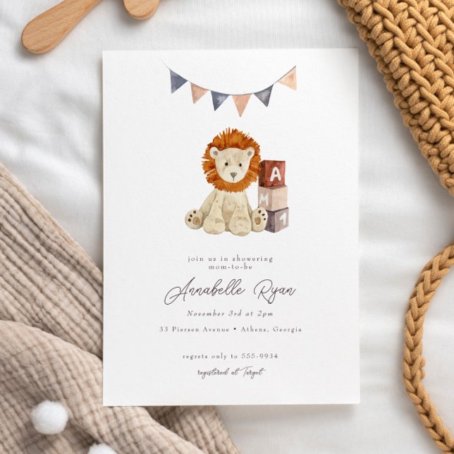 Invitación Sweet Watercolor León Baby Toy Baby Shower (Subido por el creador)