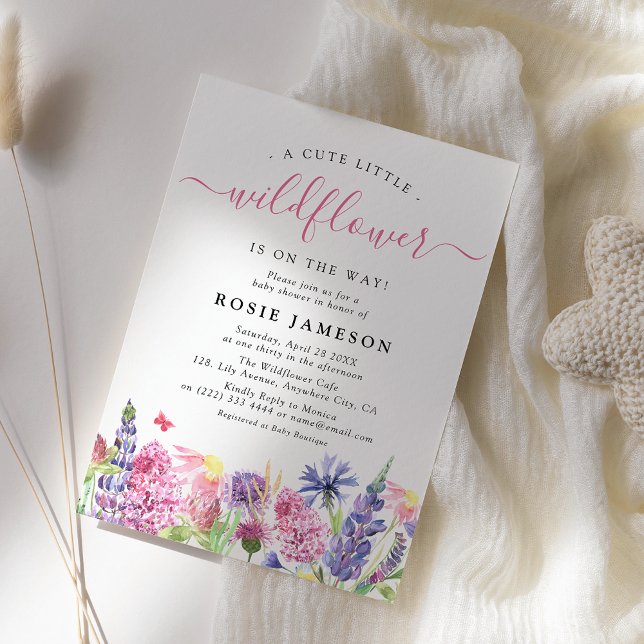 Invitación Sweet Watercolor Wildflower Baby Shower (Subido por el creador)