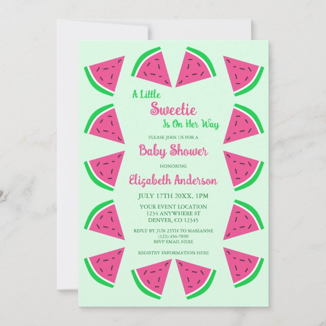 Invitación Sweet Watermelon Baby Shower (Anverso)
