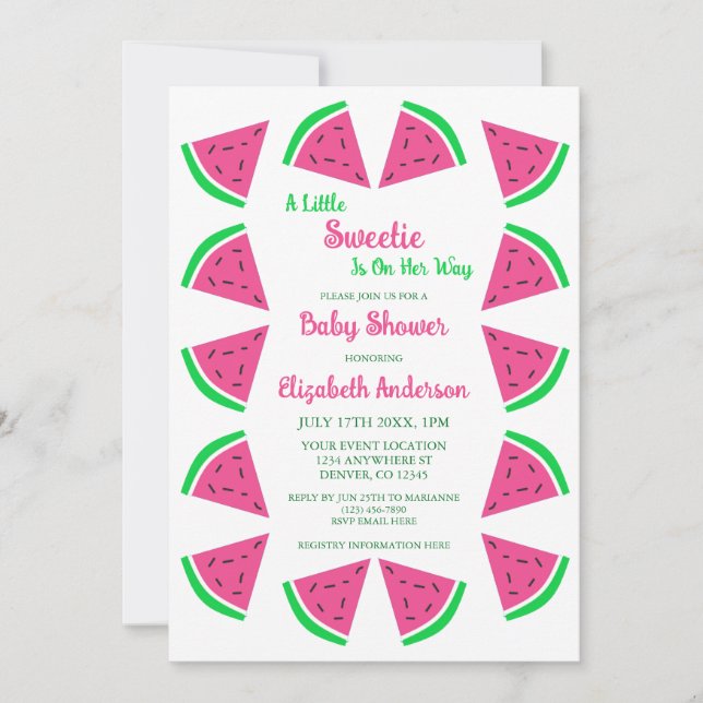 Invitación Sweet Watermelon Baby Shower (Anverso)