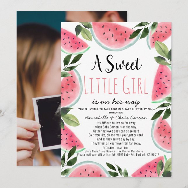 Invitación Sweet Watermelon Baby Shower por correo Foto