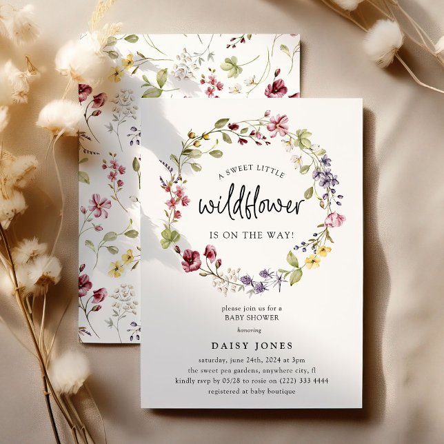 Invitación Sweet Wildflower Wreath Baby Shower (Subido por el creador)