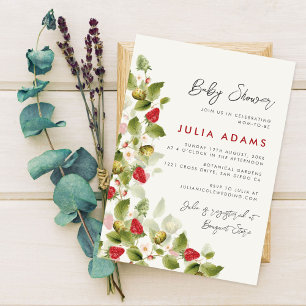 Invitación Sweet Wildflowers Strawberry Baby Shower
