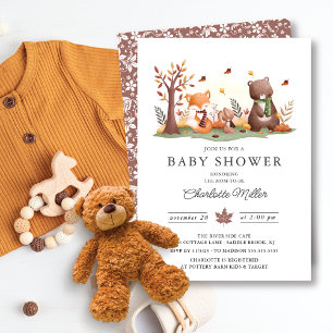 Invitación Sweet Woodland Animals Baby Shower