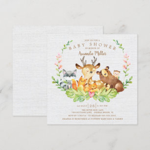 Invitación Sweet Woodland Forest Animals Baby Shower