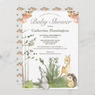 Invitación Sweet Woodland Forest Animals Baby Shower