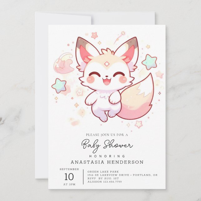 Invitación Sweet Woodland Fox Baby Shower (Anverso)