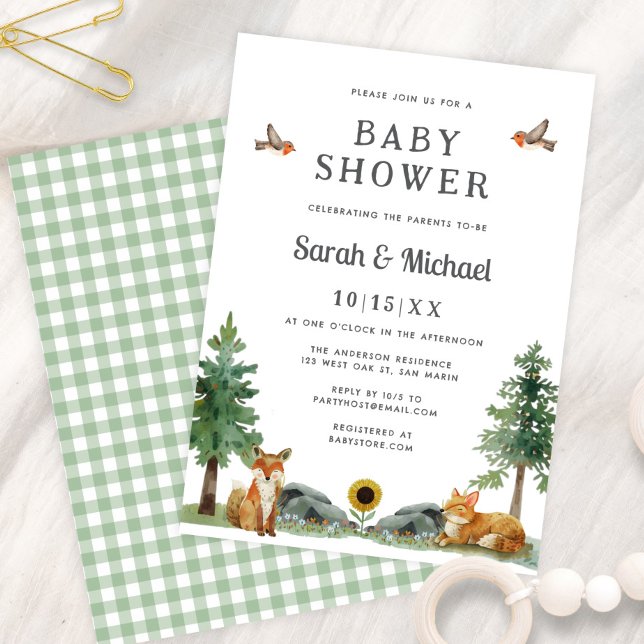 Invitación Sweet Woodland Watercolor Neutral Baby Shower (Subido por el creador)