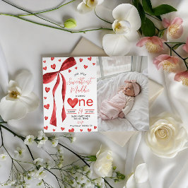 Invitación Sweetheart 1st Birthday Photo Invite