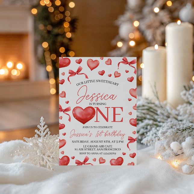 Invitación Sweetheart First Birthday Invitation (Subido por el creador)