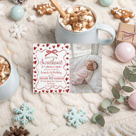 Invitación Sweetheart First Birthday Invitation Photo