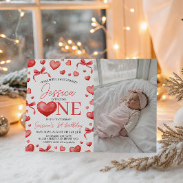 Invitación Sweetheart First Birthday Photo Invite