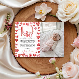 Invitación Sweetheart First Birthday Photo Thank You Card