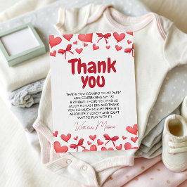 Invitación Sweetheart First Birthday Thank You Card