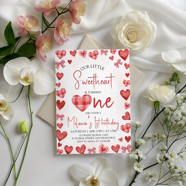 Invitación Sweetheart Heart First Birthday Invitation (Subido por el creador)