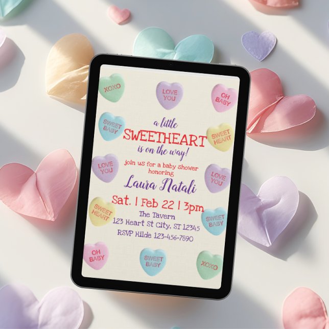 Invitación Sweetheart on the Way, Candy Baby Shower (Subido por el creador)