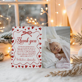 Invitación Sweetheart Photo Thank You Card First Birthday