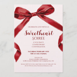 Invitación Sweetheart Soiree Elegant Bow Valentines Day Party