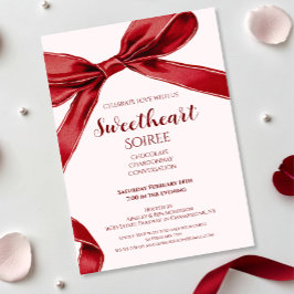 Invitación Sweetheart Soiree Elegant Bow Valentines Day Party