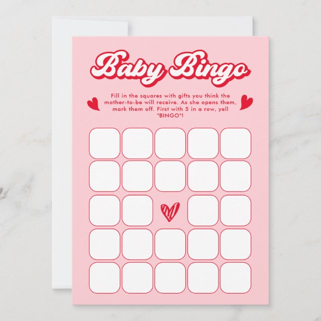 Invitación Sweetheart Valentine Baby Shower Baby Bingo Game (Anverso)