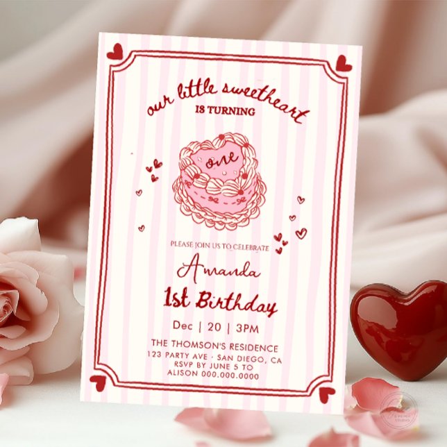 Invitación Sweetheart Valentines Hand Drawn Birthday (Subido por el creador)