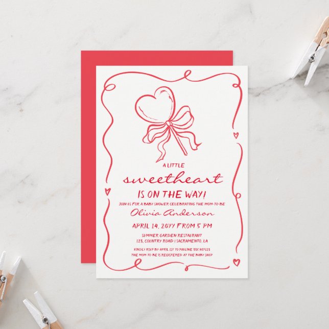 Invitación Sweetheart whimsical lollypop Baby Shower (Anverso/Reverso In Situ)