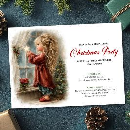 Invitación Sweetish Little Girl Awaiting Santa Editable 