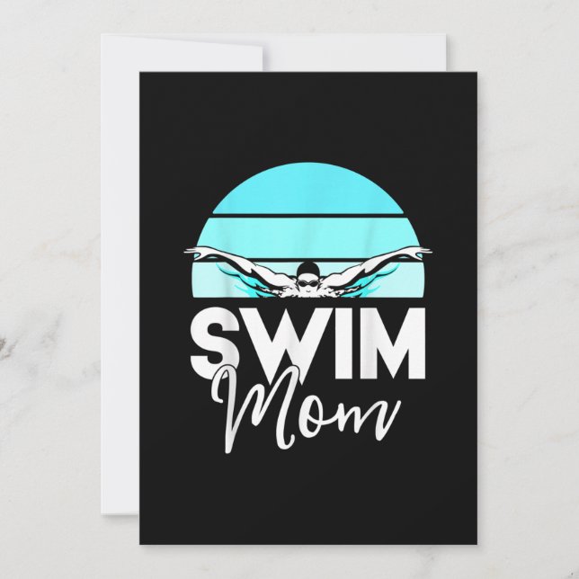 Invitación Swim Team Mom Mor School Natación Conoce A Nadador (Anverso)