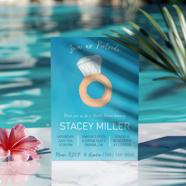 Invitación Swimming Pool Party Engagement Ring Bridal Shower (Subido por el creador)