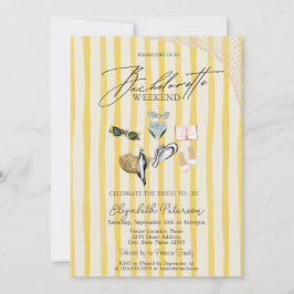 Invitación Swimming Suits Beach Yellow Stripes Bachelorette 